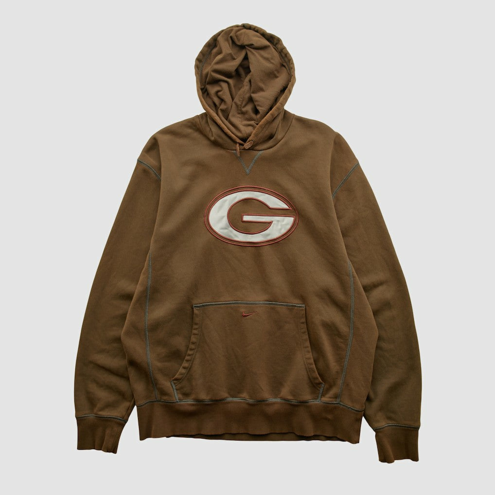 Green Bay Packers 2000s Hooded Pullover Sweatshirt - Brown Vintage for sale
