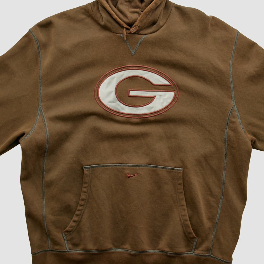 Green Bay Packers 2000s Hooded Pullover Sweatshirt - Brown Vintage for sale
