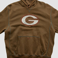 Green Bay Packers 2000s Hooded Pullover Sweatshirt - Brown Vintage for sale