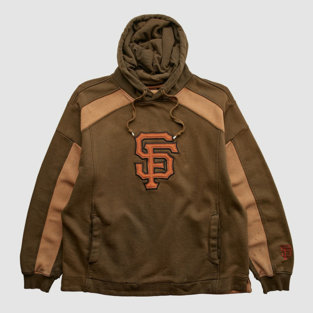 San Francisco Giants Majestic 2000s Hooded Pullover Sweatshirt - Brown Vintage