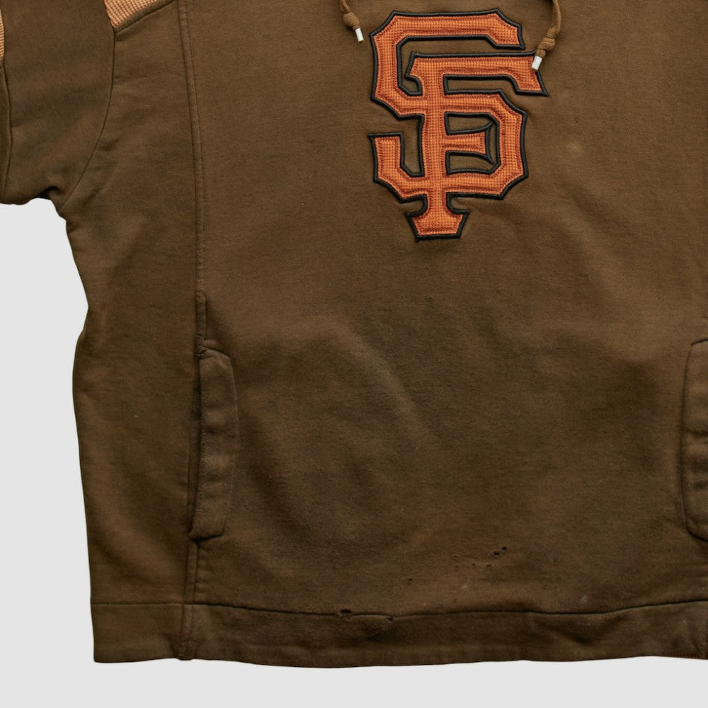 San Francisco Giants Majestic 2000s Hooded Pullover Sweatshirt - Brown Vintage