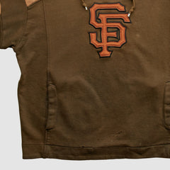 San Francisco Giants Majestic 2000s Hooded Pullover Sweatshirt - Brown Vintage