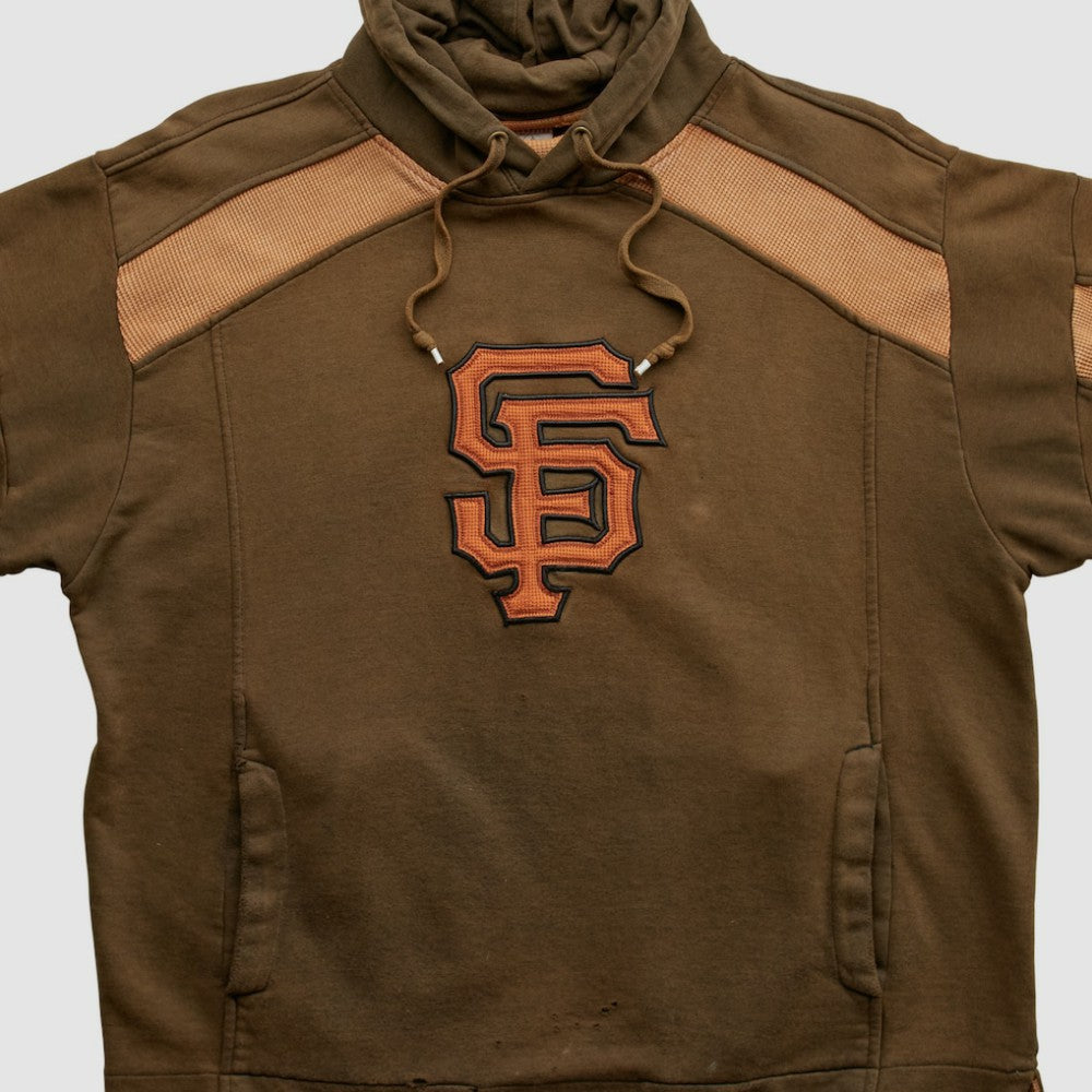San Francisco Giants Majestic 2000s Hooded Pullover Sweatshirt - Brown Vintage