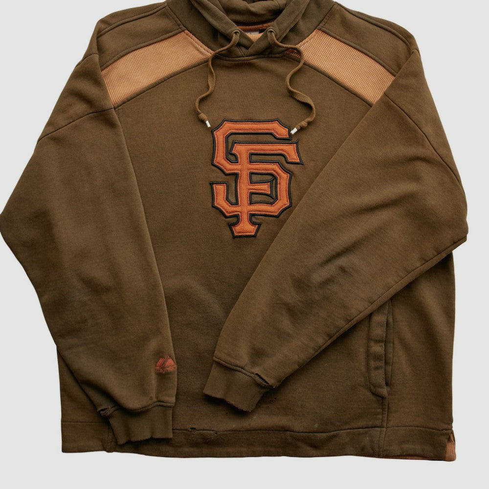 San Francisco Giants Majestic 2000s Hooded Pullover Sweatshirt - Brown Vintage