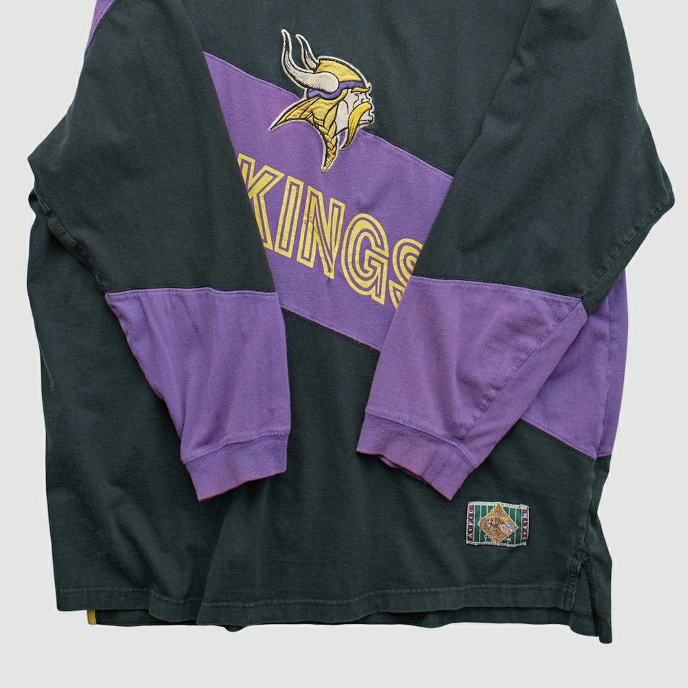 Minnesota Vikings Mirage 90s Long Sleeve T-shirt - Black Vintage on sale