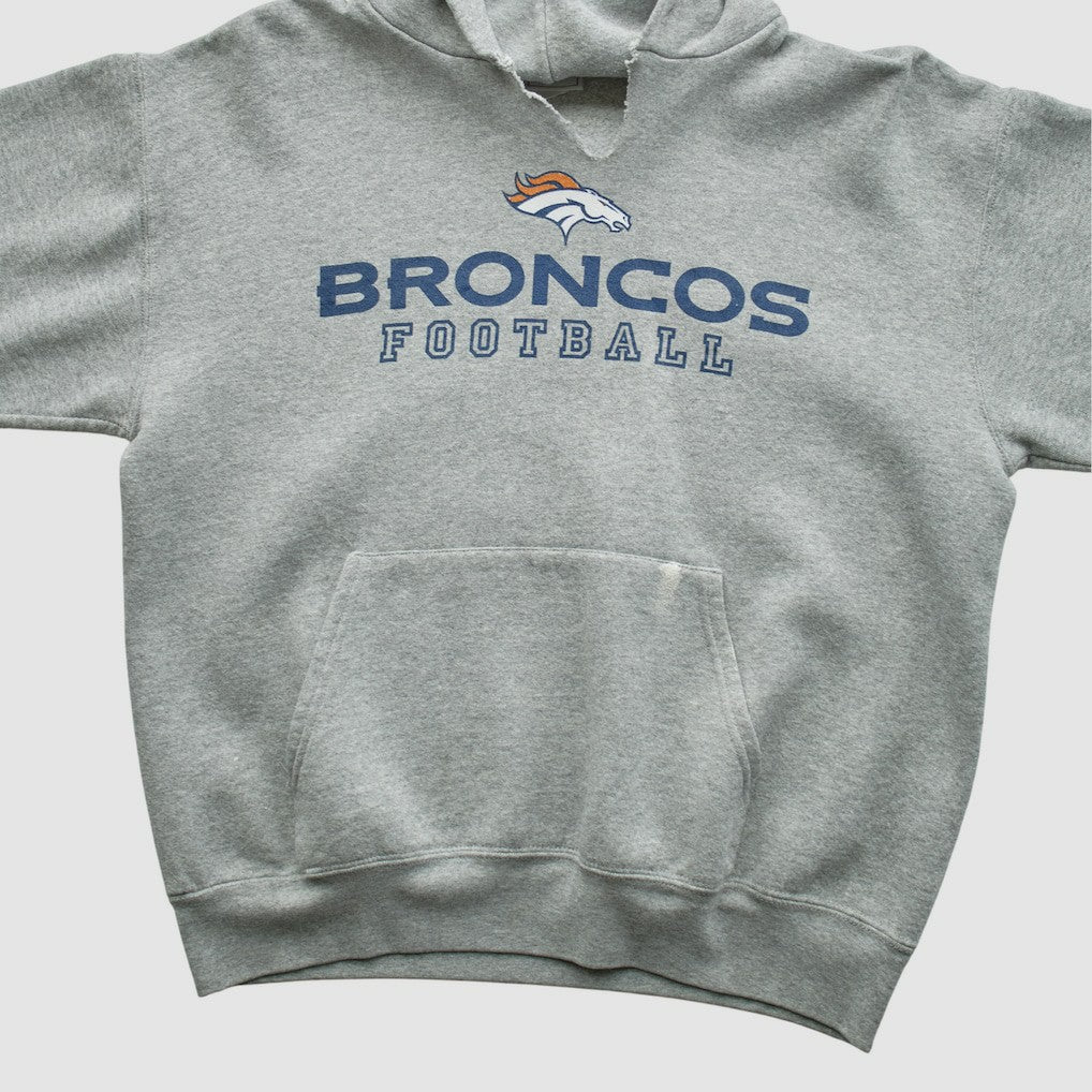 Denver Broncos NFL 2000s Hooded Pullover Sweatshirt - Heather Gray Vintage discount