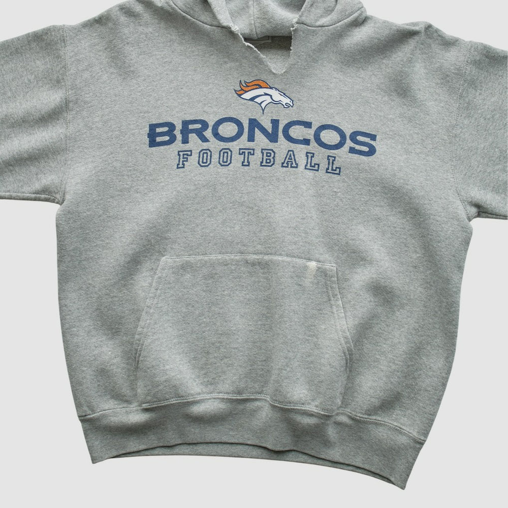 Denver Broncos NFL 2000s Hooded Pullover Sweatshirt - Heather Gray Vintage discount