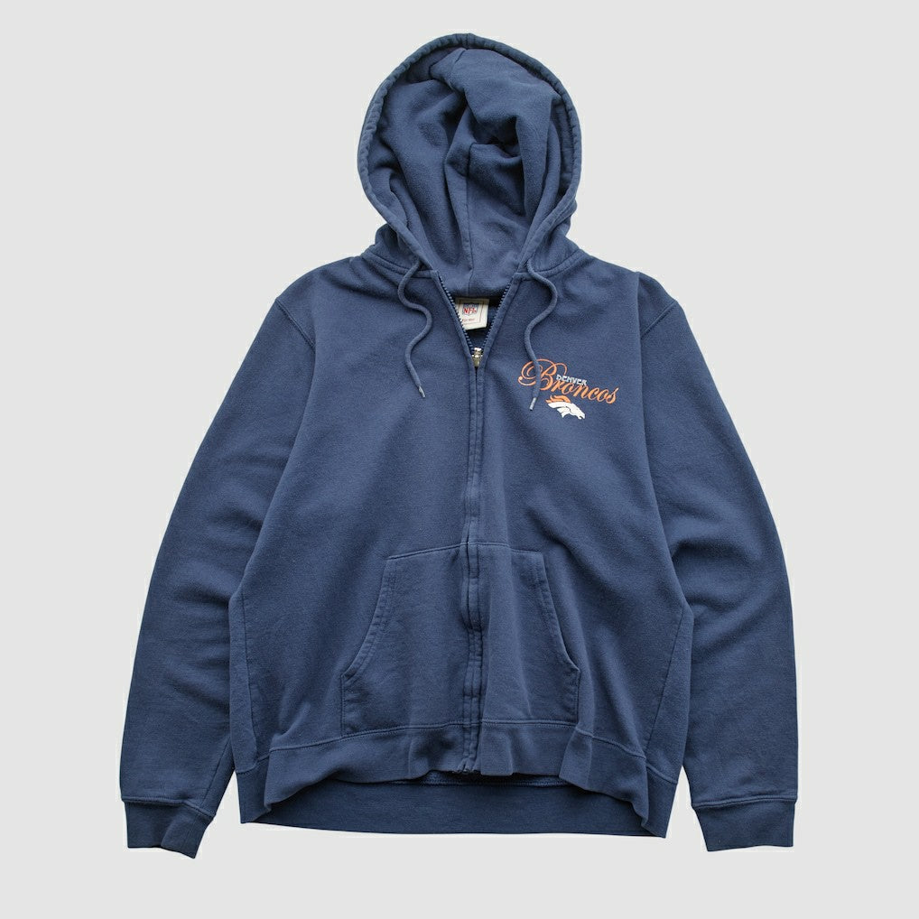 Denver Broncos NFL 2000s Hooded Full Zip Sweatshirt - Navy Vintage cheap