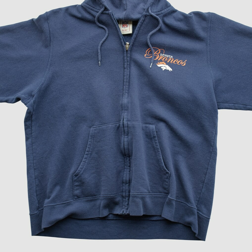 Denver Broncos NFL 2000s Hooded Full Zip Sweatshirt - Navy Vintage cheap