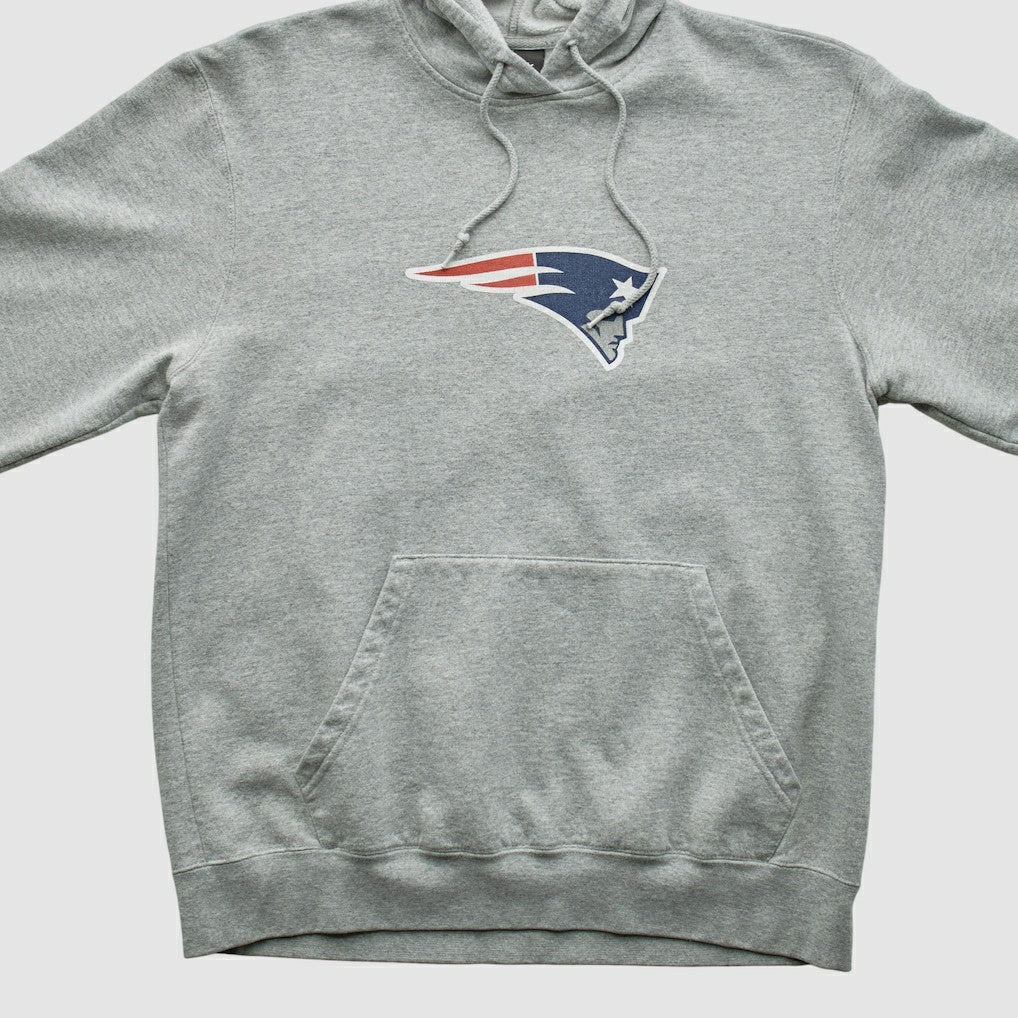 New England Patriots Reebok 2000s Hooded Pullover Sweatshirt - Heather Gray Vintage cheap