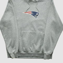 New England Patriots Reebok 2000s Hooded Pullover Sweatshirt - Heather Gray Vintage cheap