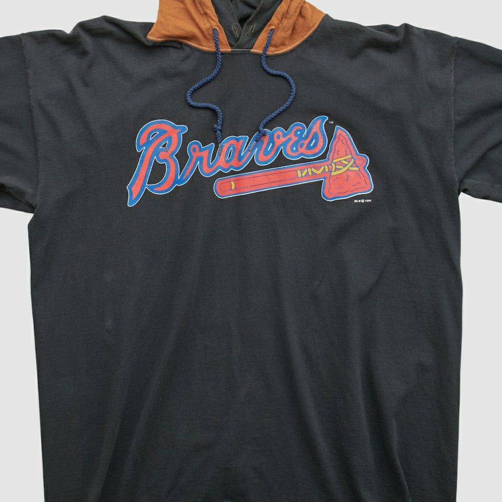 Atlanta Braves Salem Sportswear 1994 Hooded T-shirt - Black Vintage
