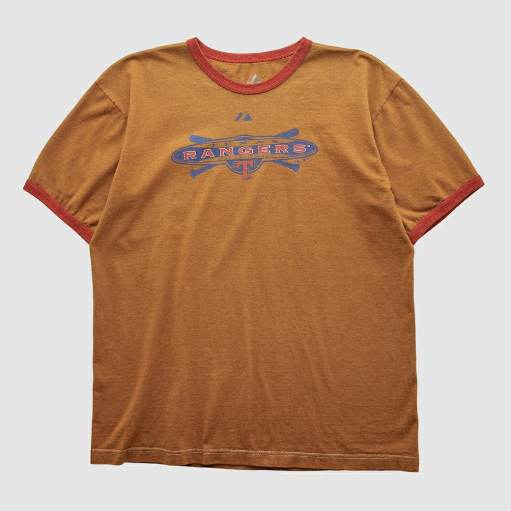 Texas Rangers Majestic 2000s T-shirt - Clay Vintage