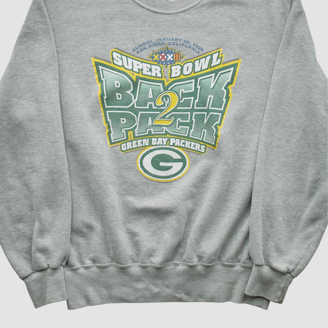 Green Bay Packers Champion 1998 Pullover Sweatshirt - Heather Gray Vintage sale