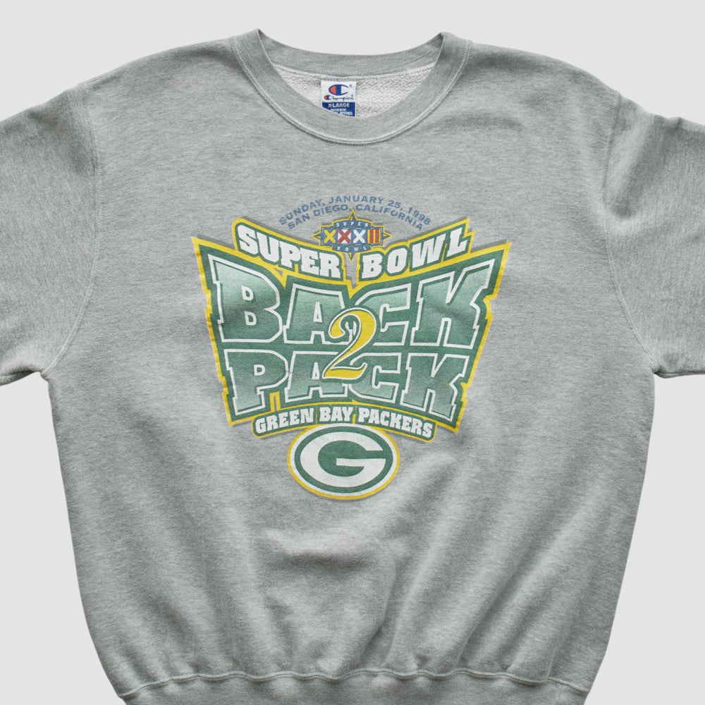 Green Bay Packers Champion 1998 Pullover Sweatshirt - Heather Gray Vintage sale