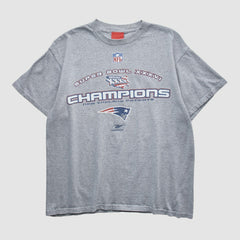 New England Patriots Reebok 2002 T-shirt - Heather Gray Vintage sale