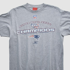 New England Patriots Reebok 2002 T-shirt - Heather Gray Vintage sale