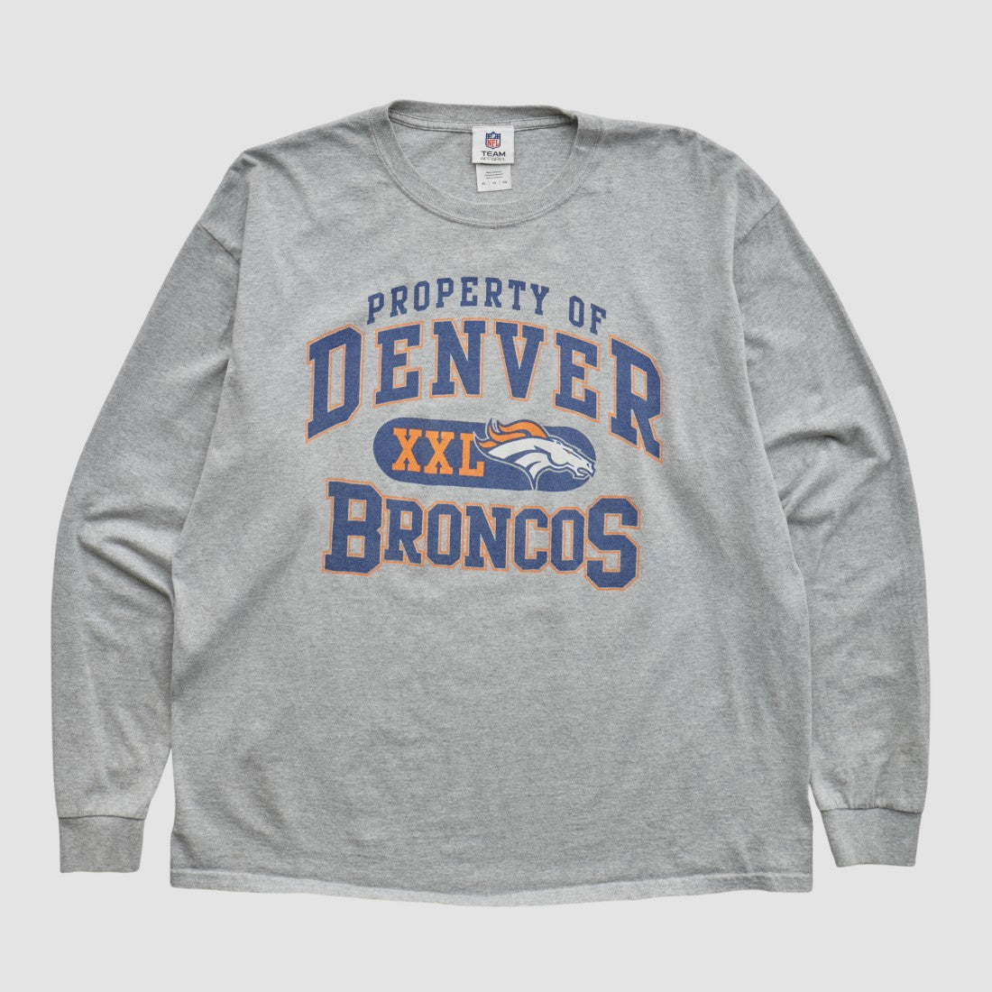 Denver Broncos NFL 2010s Long Sleeve T-shirt - Heather Gray Vintage cheap
