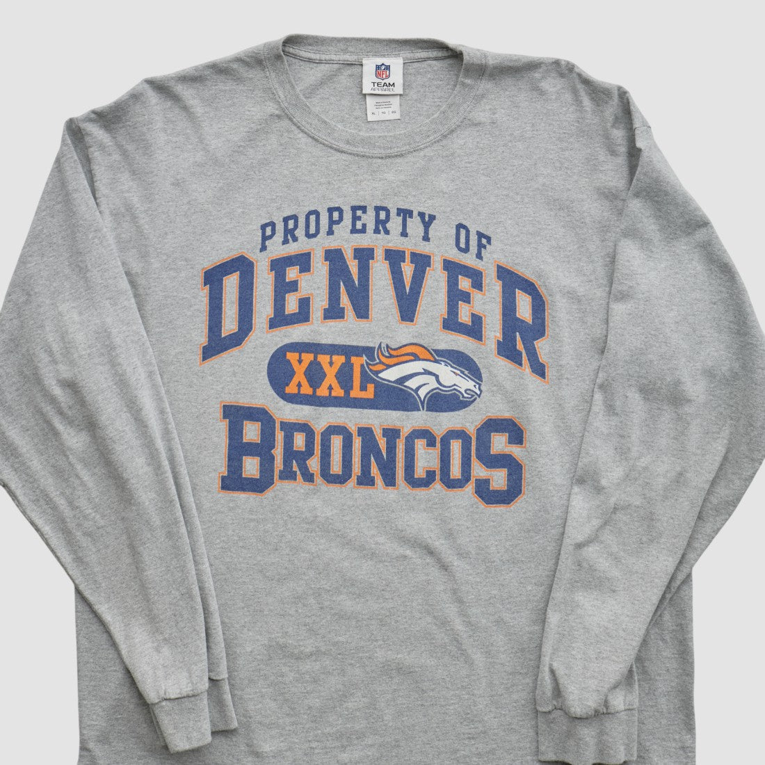 Denver Broncos NFL 2010s Long Sleeve T-shirt - Heather Gray Vintage cheap