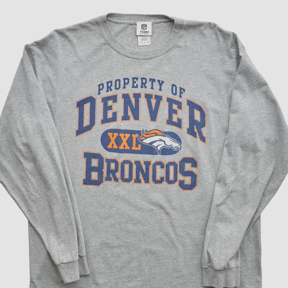 Denver Broncos NFL 2010s Long Sleeve T-shirt - Heather Gray Vintage cheap