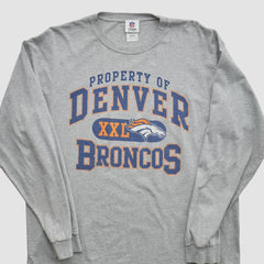Denver Broncos NFL 2010s Long Sleeve T-shirt - Heather Gray Vintage cheap