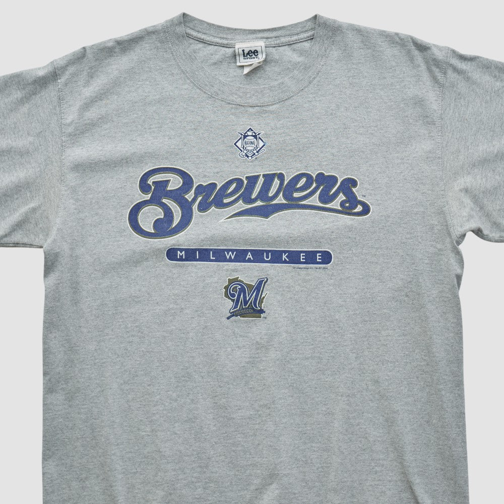Milwaukee Brewers Lee Sport 2000s T-shirt - Heather Gray Vintage