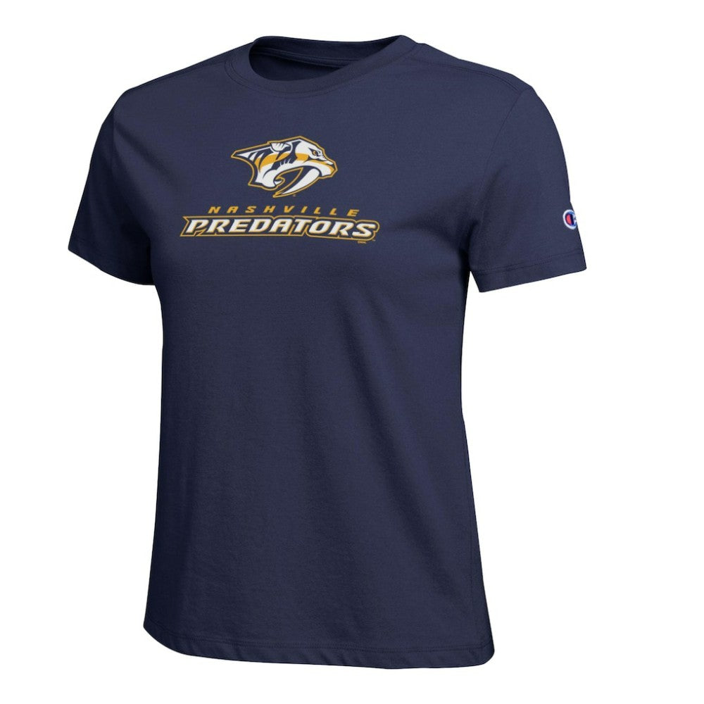 Nashville Predators Champion Women's Wordmark Lockup T-Shirt Navy