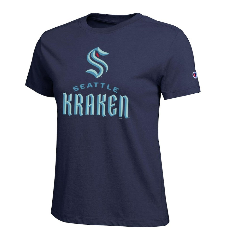 Seattle Kraken Champion Women's Wordmark Lockup T-Shirt Navy