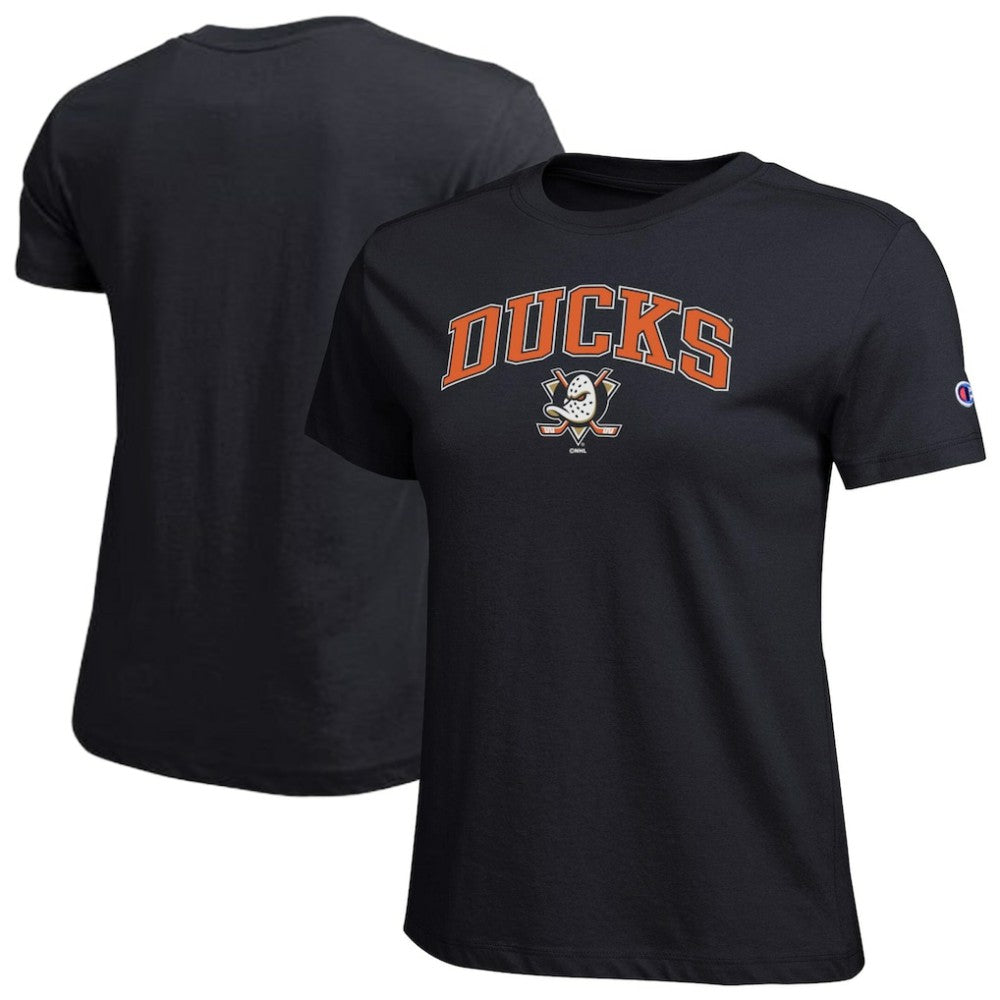 Anaheim Ducks Champion Women's Arch Mascot Logo T-Shirt Black