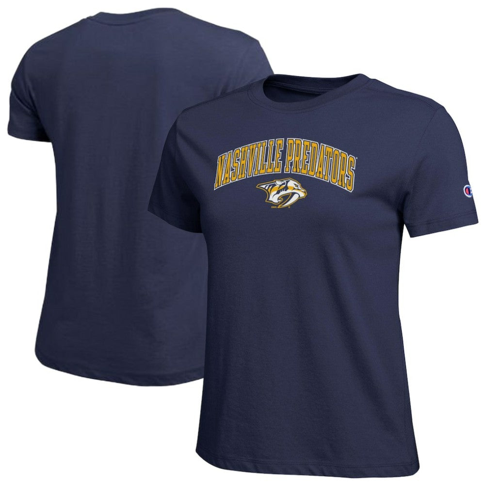 Nashville Predators Champion Women's Arch Mascot Logo T-Shirt Navy