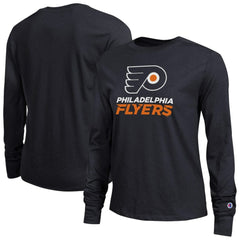 Philadelphia Flyers Champion Women's Wordmark Lockup Long Sleeve T-Shirt Black