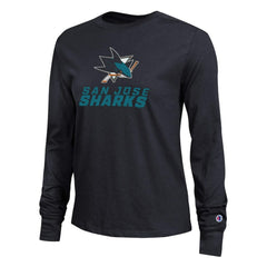 San Jose Sharks Champion Women's Wordmark Lockup Long Sleeve T-Shirt Black
