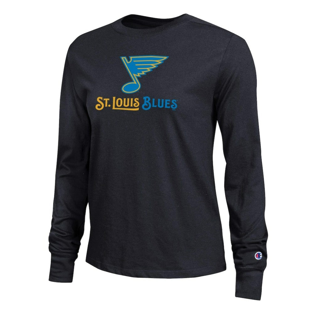 St. Louis Blues Champion Women's Wordmark Lockup Long Sleeve T-Shirt Black