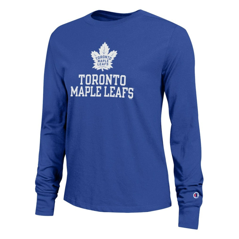 Toronto Maple Leafs Champion Women's Wordmark Lockup Long Sleeve T-Shirt Royal