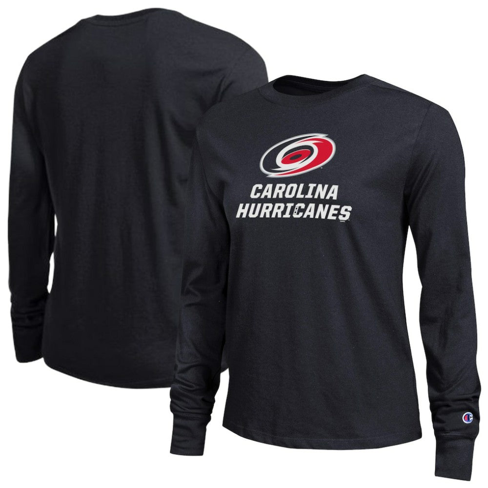 Carolina Hurricanes Champion Women's Wordmark Lockup Long Sleeve T-Shirt Black