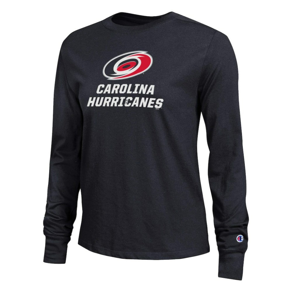 Carolina Hurricanes Champion Women's Wordmark Lockup Long Sleeve T-Shirt Black