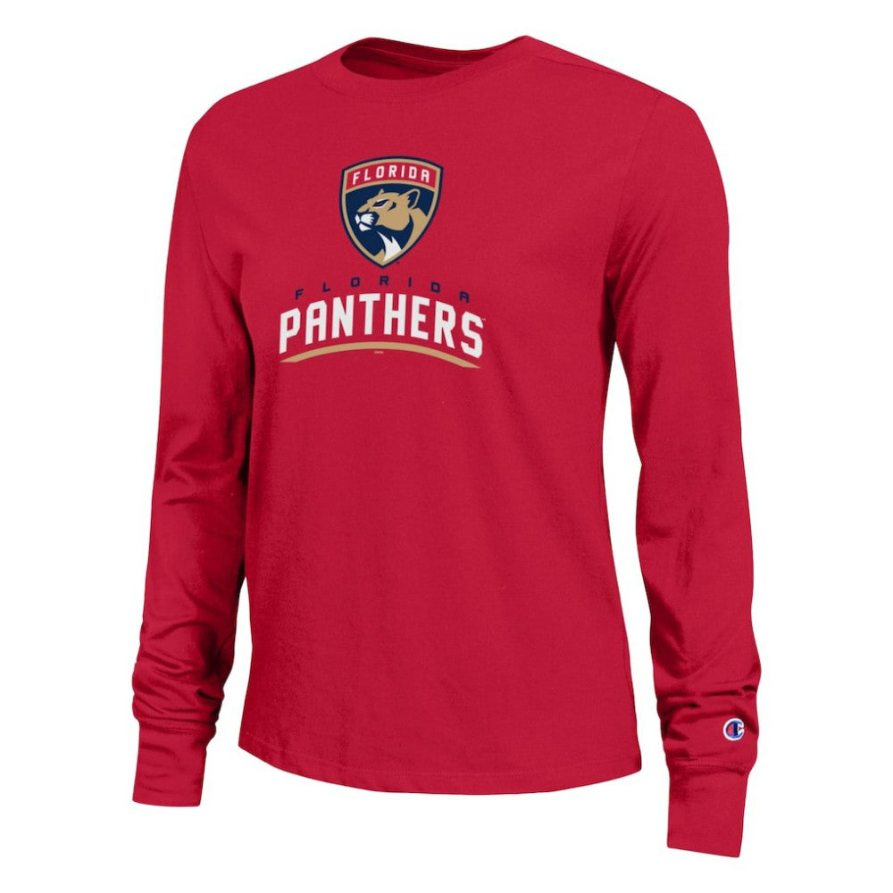 Florida Panthers Champion Women's Wordmark Lockup Long Sleeve T-Shirt Red