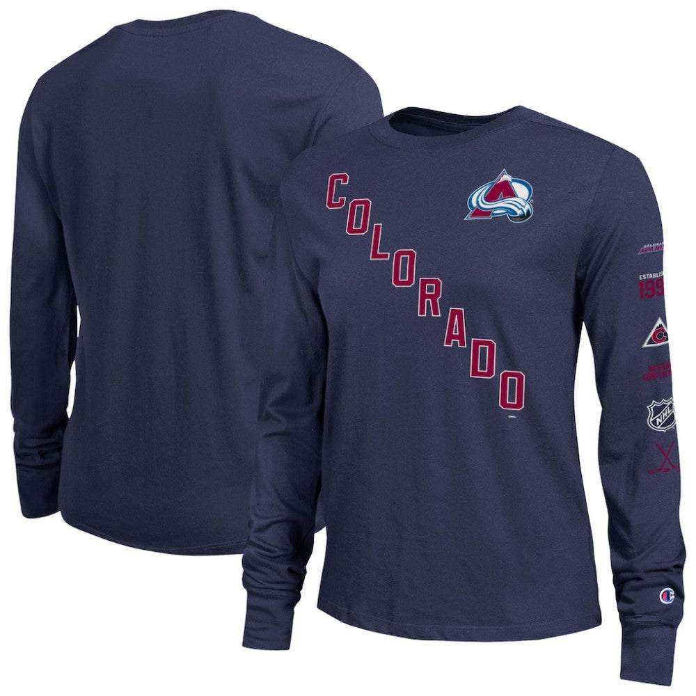 Colorado Avalanche Champion Women's 2-Hit Long Sleeve T-Shirt Navy