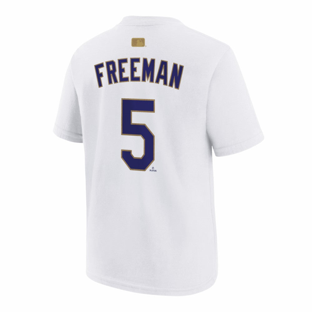 Freddie Freeman Los Angeles Dodgers Youth 2026 Gold Collection Name & Number T-Shirt - White | Nike