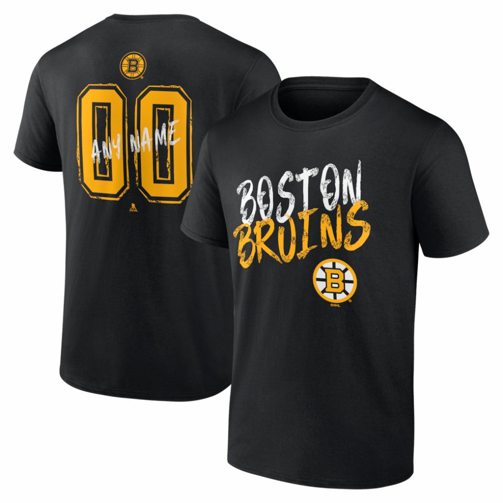 Boston Bruins Big & Tall Hustle Personalized Name & Number T-Shirt Black