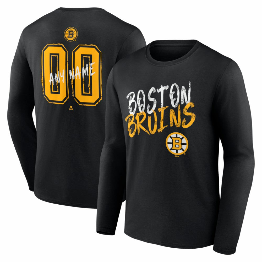 Boston Bruins Hustle Personalized Name & Number Long Sleeve T-Shirt Black