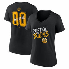 Boston Bruins Women's Hustle Personalized Name & Number V-Neck T-Shirt Black
