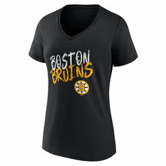 Boston Bruins Women's Hustle Personalized Name & Number V-Neck T-Shirt Black