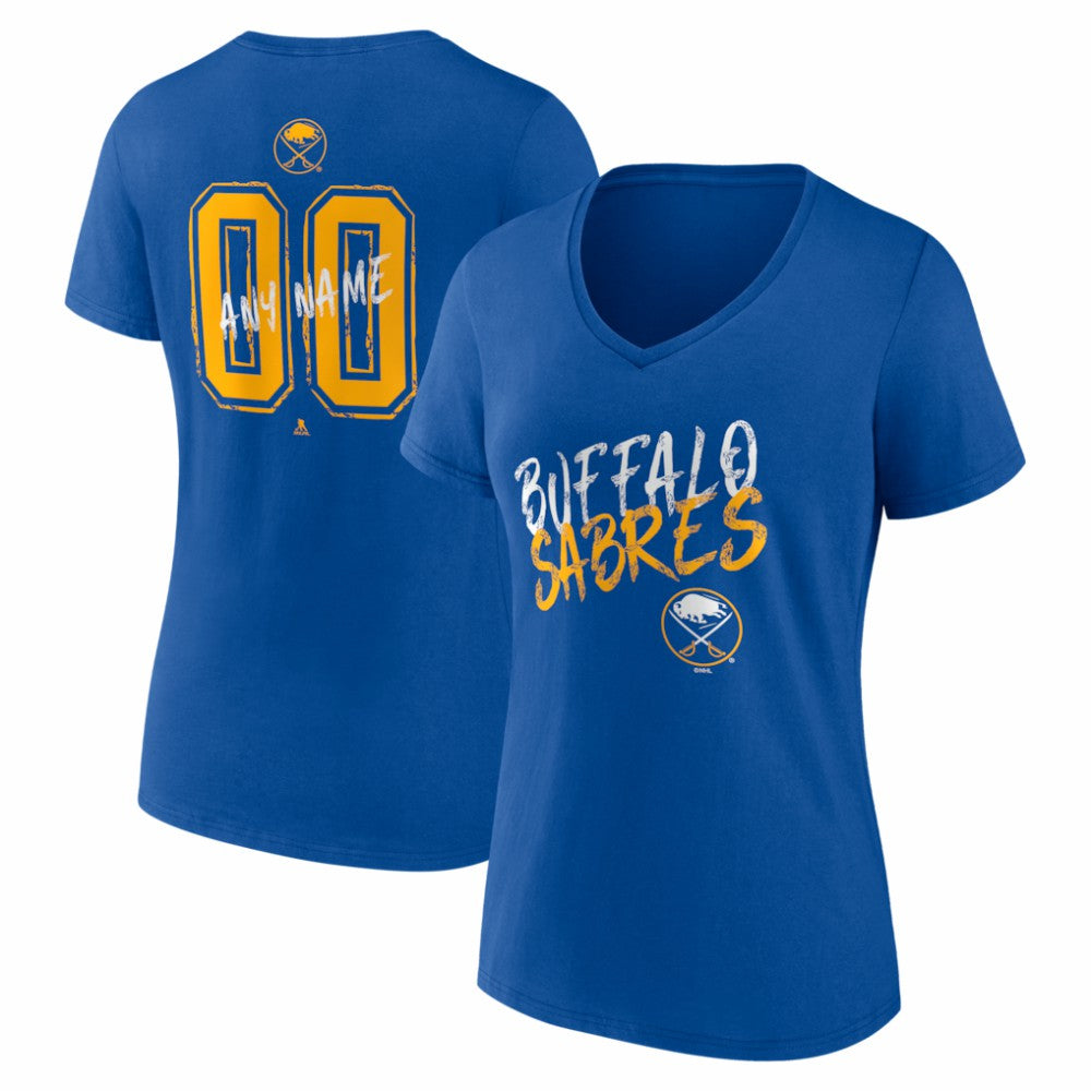 Buffalo Sabres Women's Hustle Personalized Name & Number V-Neck T-Shirt Royal