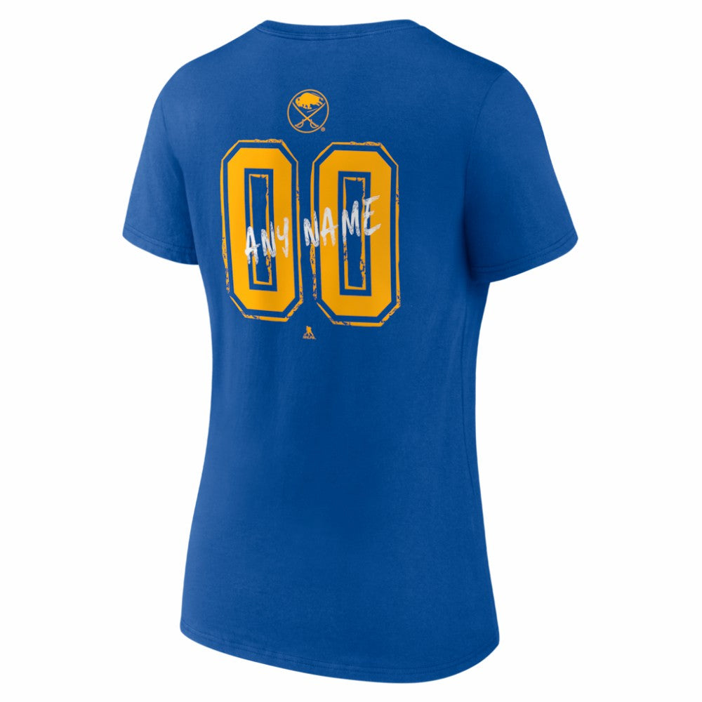 Buffalo Sabres Women's Hustle Personalized Name & Number V-Neck T-Shirt Royal