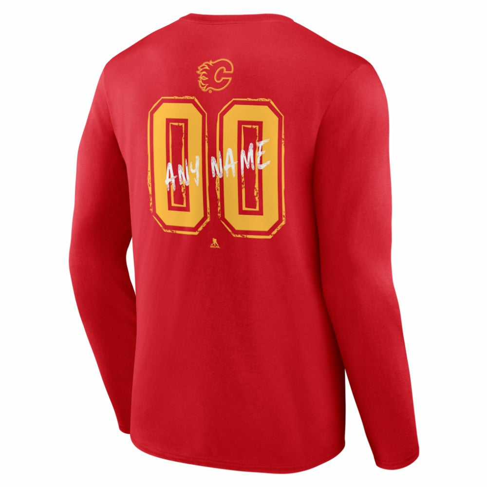 Calgary Flames Hustle Personalized Name & Number Long Sleeve T-Shirt Red