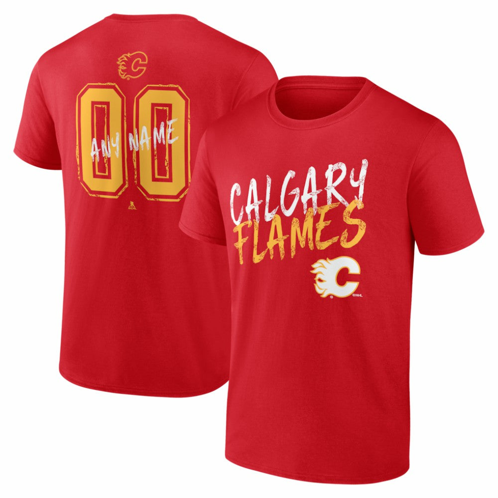 Calgary Flames Hustle Personalized Name & Number T-Shirt Red