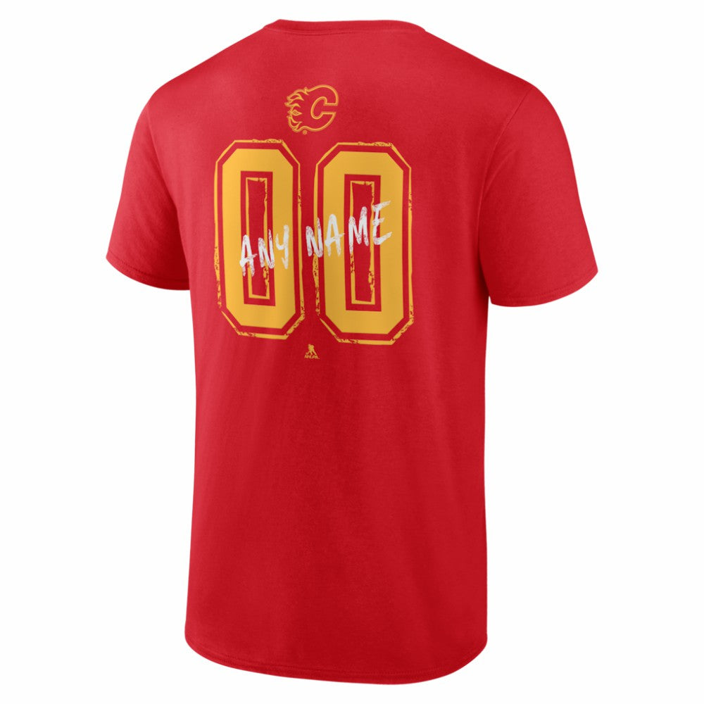 Calgary Flames Hustle Personalized Name & Number T-Shirt Red