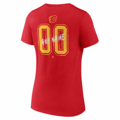 Calgary Flames Women's Hustle Personalized Name & Number V-Neck T-Shirt Red