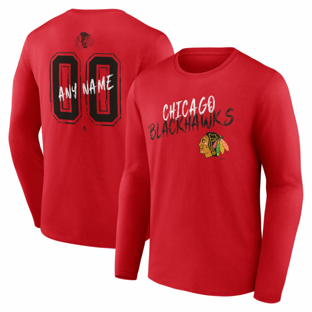 Chicago Blackhawks Hustle Personalized Name & Number Long Sleeve T-Shirt Red